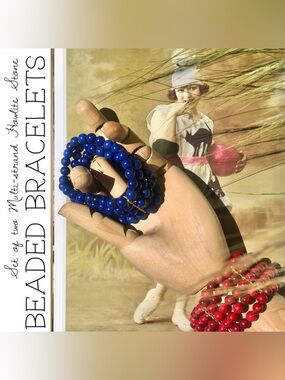 Set of Two Multi-strand Howlite-like Beaded Bracelets